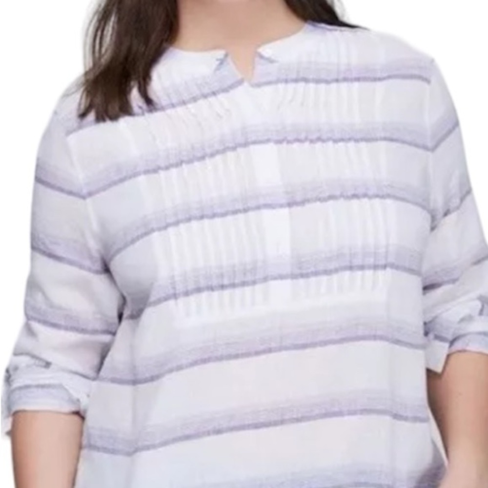 Lane Bryant 1/2 Button Front Long Sleeve Tunic
